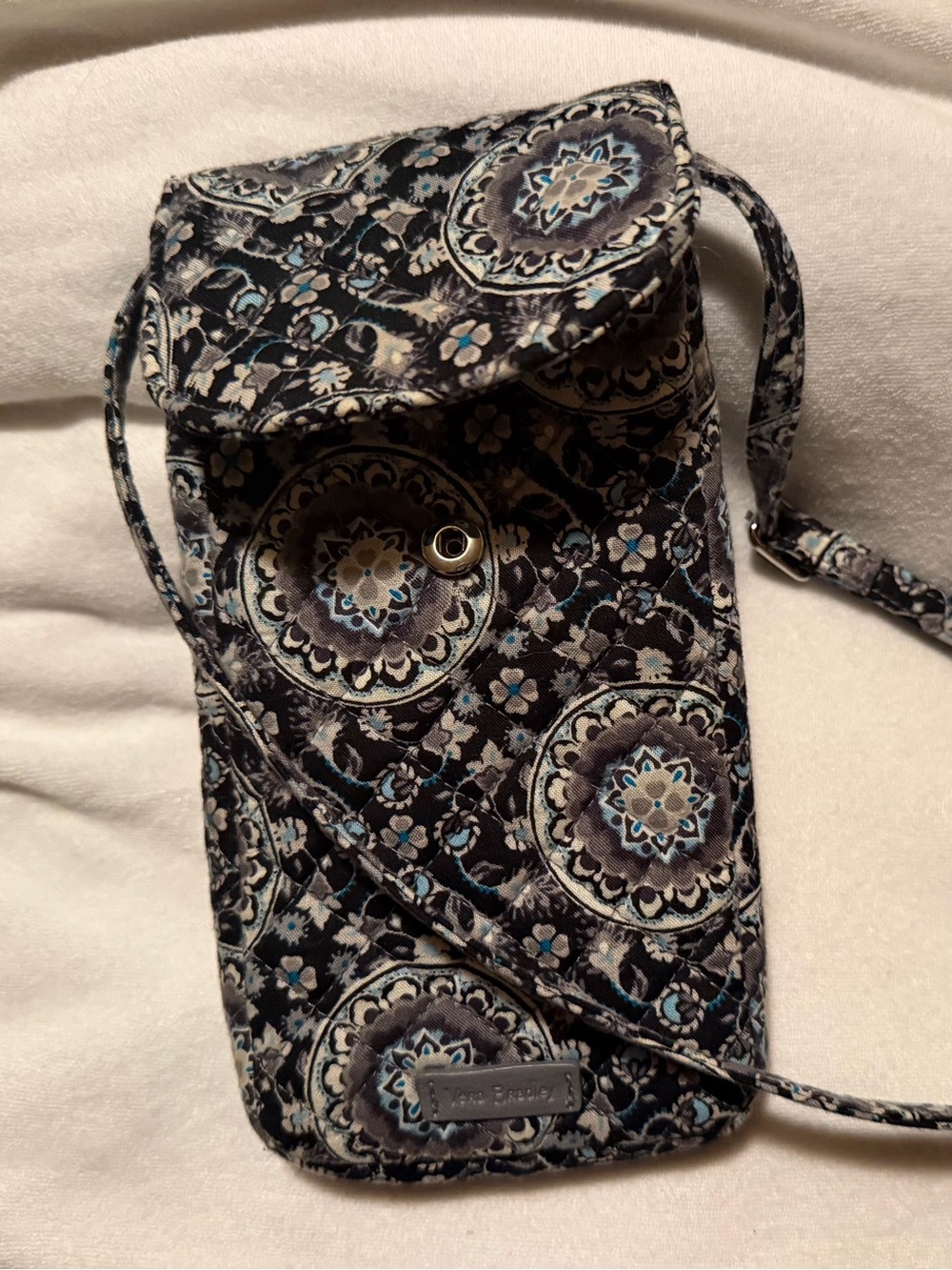 Vera Bradley Black Printed Crossbody Phone Bag